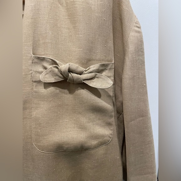 TOTOnKO 100% Linen Blazer, Vintage in Natural Linen Beige Sz 8 - Picture 2 of 8